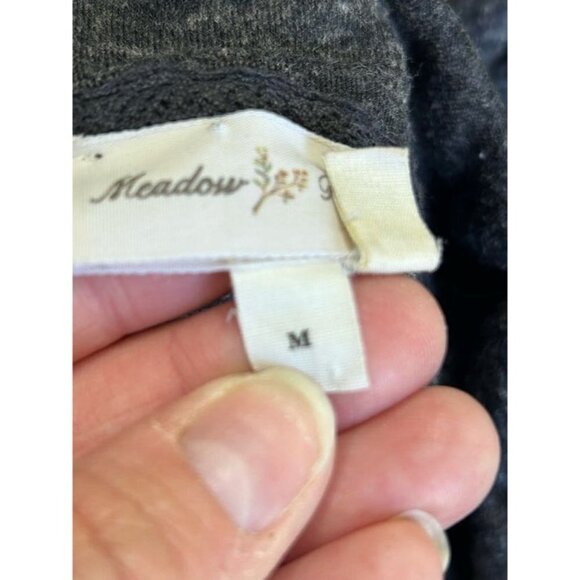 Meadow Rue Sweater Cardigan Long Sleeve Eyelet Warmer Heathered Gray Sz M - Picture 8 of 9